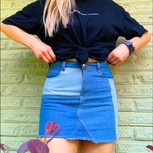 PATCHED DENIM SKIRT